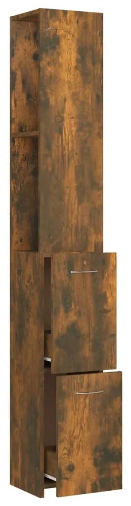 vidaXL Ντουλάπι Μπάνιου Καπνιστή Δρυς 25x26,5x170 εκ. Επεξεργ. Ξύλο
