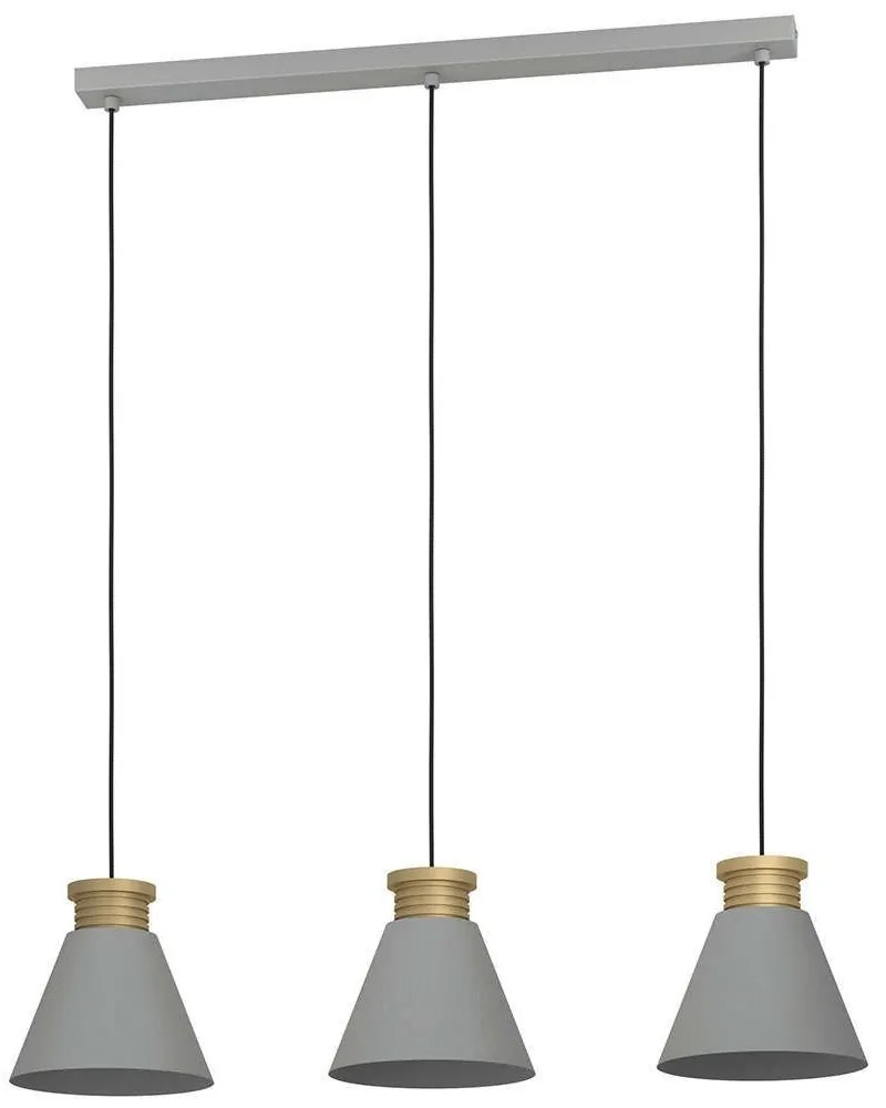 Φωτιστικό Οροφής - Ράγα Twicken 43839 92x22x110cm 3xΕ27 40W Grey-Gold Eglo Steel