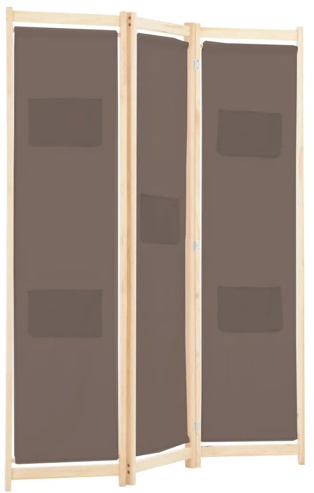 vidaXL Διαχωριστικό Δωματίου με 3 Πάνελ Καφέ 120x170x4 εκ. Υφασμάτινο