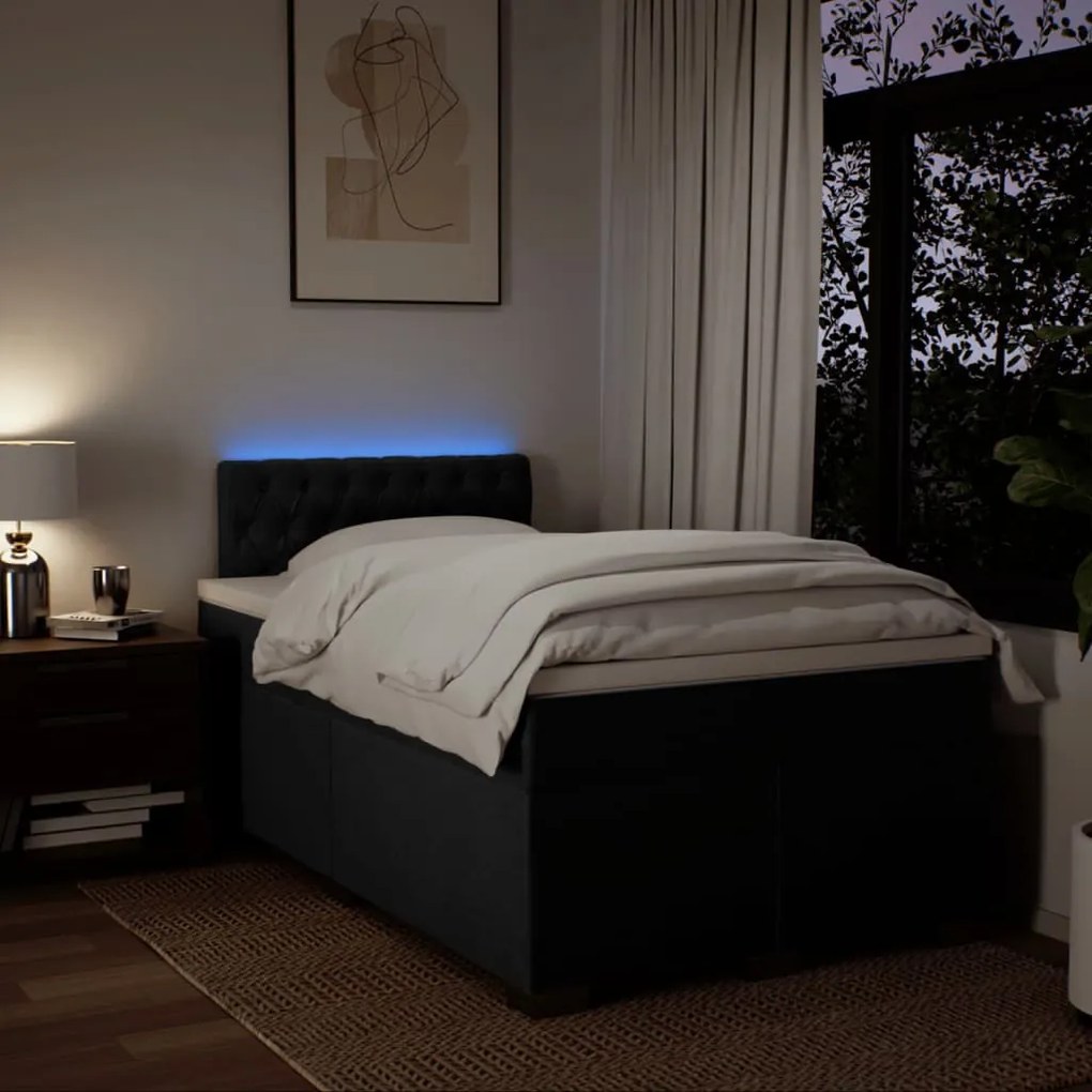 Κρεβάτι Boxspring με Στρώμα Μαύρο 120x190 εκ. Υφασμάτινο 3288136