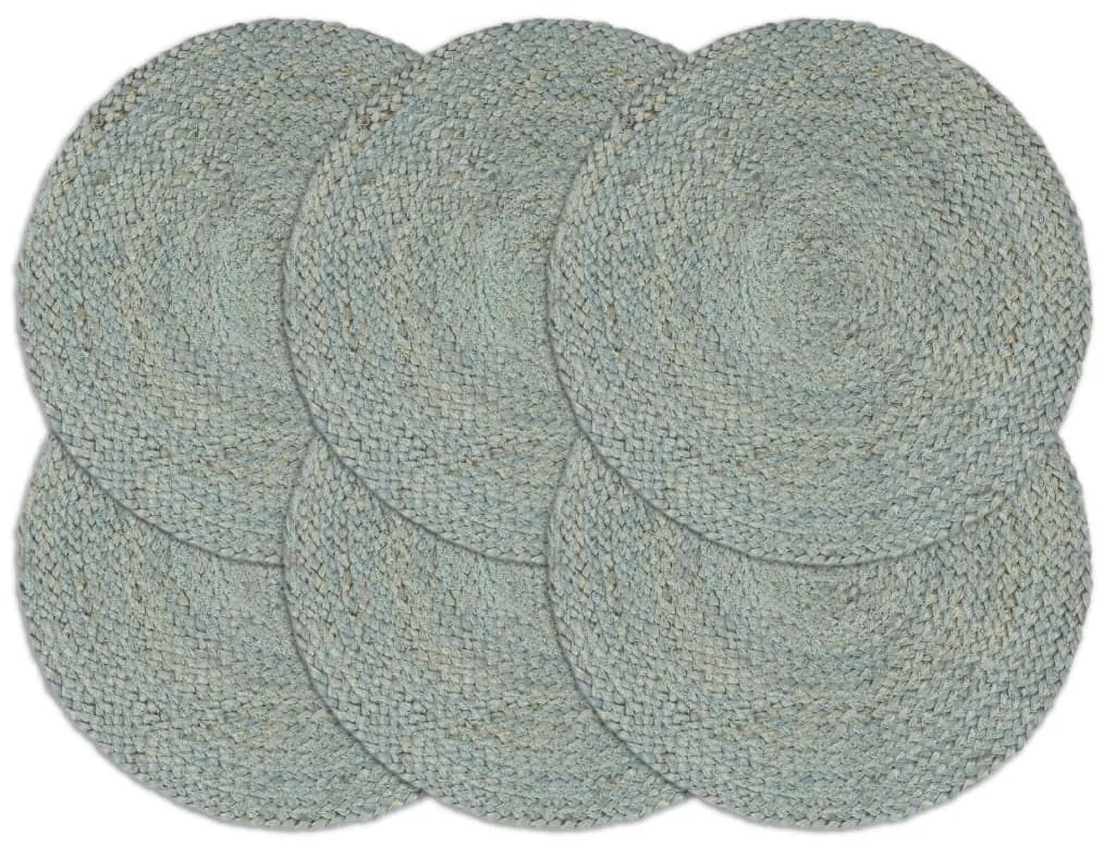 vidaXL Σουπλά Στρογγυλά Απλά 6 τεμ. Πράσινο Λαδί 38 εκ. από Γιούτα