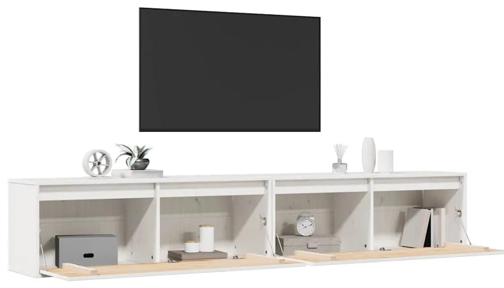 vidaXL Ντουλάπια Τοίχου 2 τεμ. Λευκά 100x30x35 εκ. Μασίφ Ξύλο Πεύκου