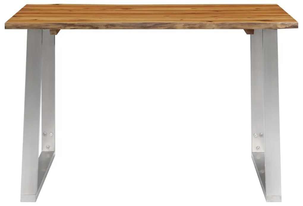 vidaXL Τραπεζαρία 120x65x75 εκ. Μασίφ Ξύλο Ακακίας / Ανοξείδωτο Ατσάλι
