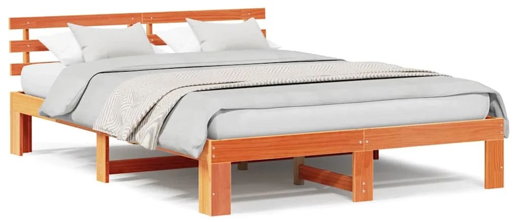 vidaXL Σκελετός Κρεβατιού Καφέ 140 x 200 cm Μασίφ ξύλο πεύκου
