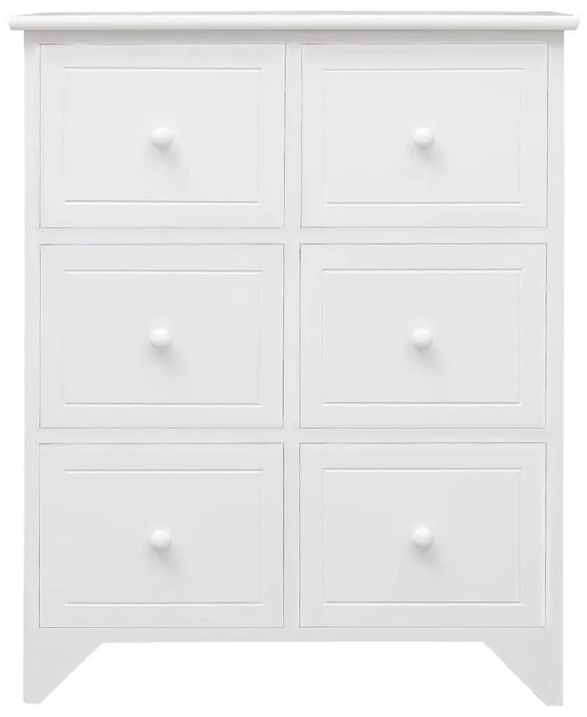 Συρταριέρα με 6 Συρτάρια Λευκή 60x30x75 εκ. από Ξύλο Παυλώνιας - Λευκό
