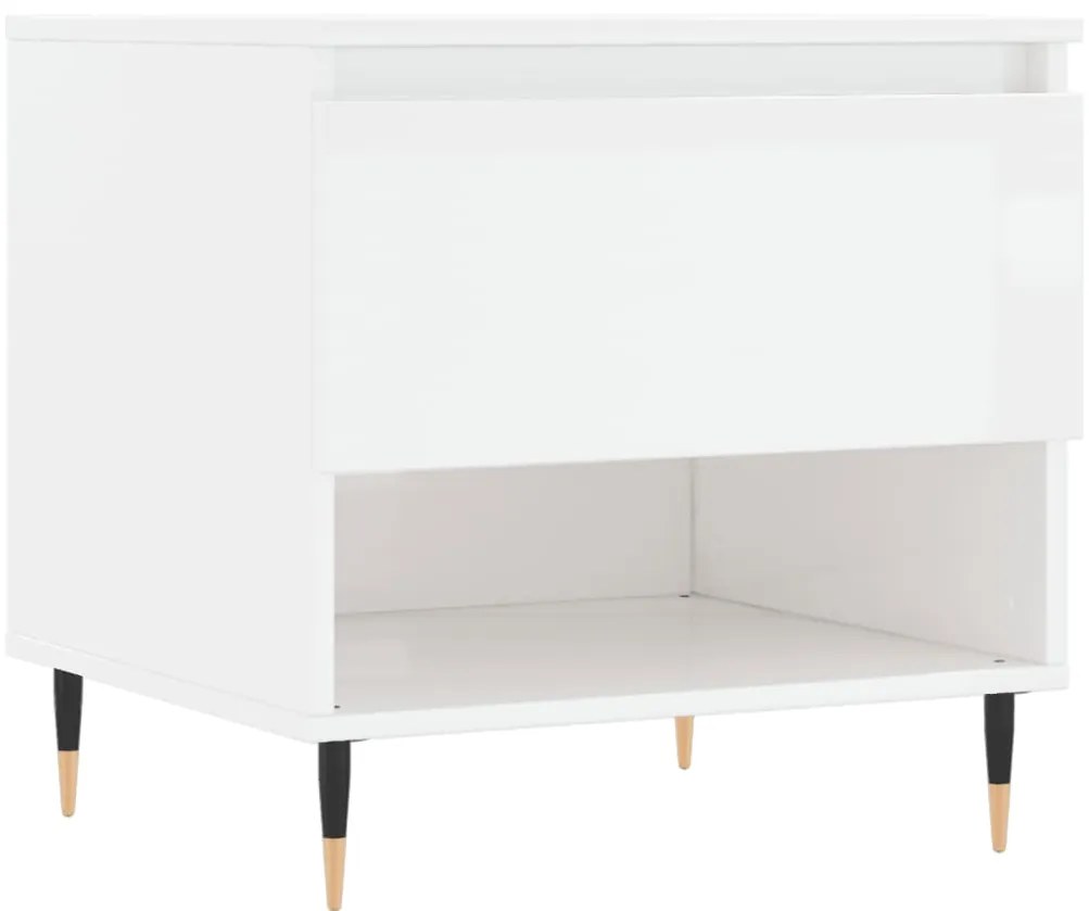 vidaXL Τραπεζάκια Σαλονιού 2 τεμ. Γυαλ. Λευκό 50x46x50 εκ. Επεξ. Ξύλο
