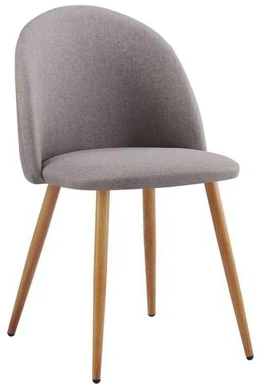 Καρέκλα Μεταλλική BELLA Βαφή Φυσικό/Ύφασμα Sand-Grey 54x56x77cm (Σετ 4 ΤΕΜ)
