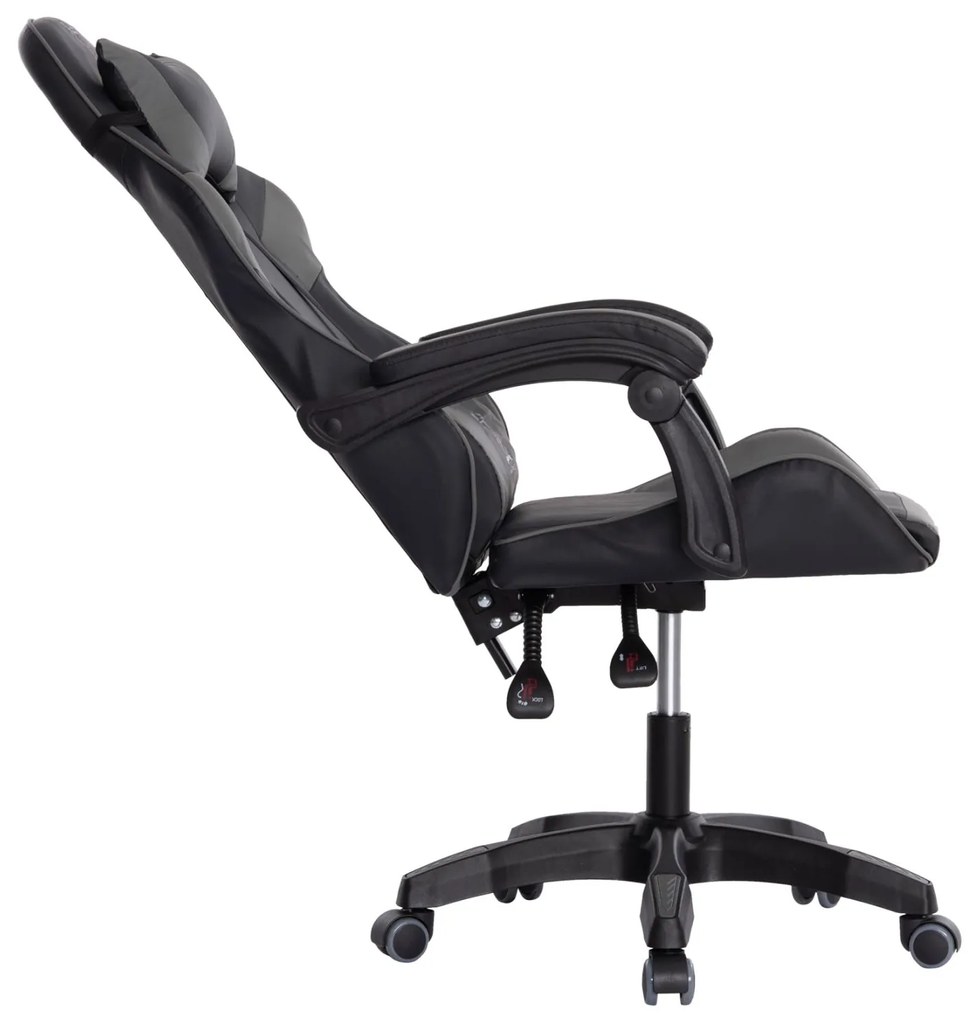 ΠΟΛΥΘΡΟΝΑ GAMING DARREN ΜΑΥΡΟ-ΓΚΡΙ PVC & NYLON 51x49x125Υεκ.