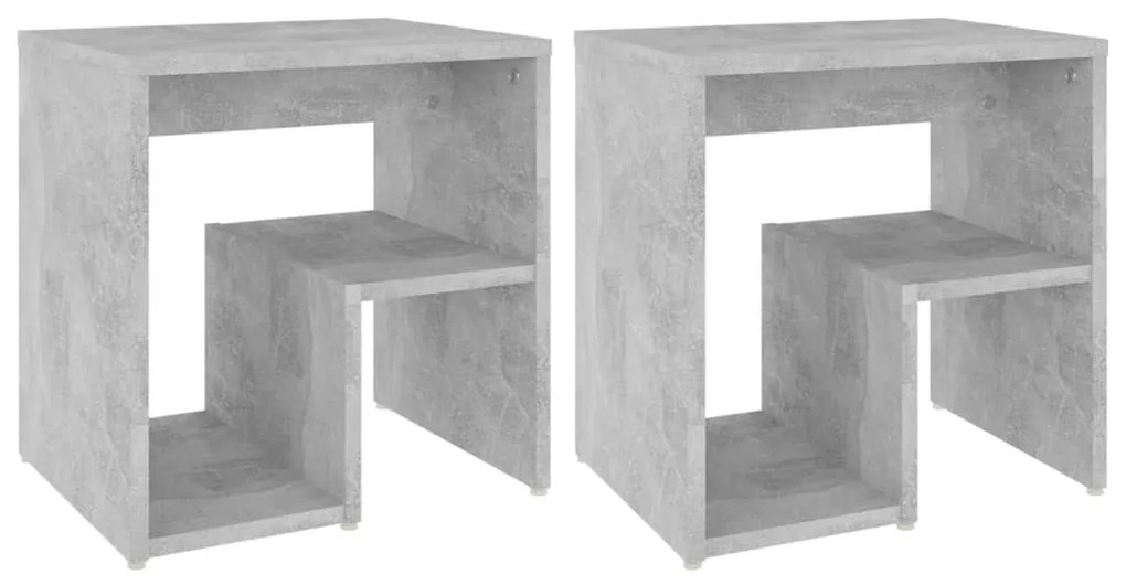 vidaXL Κομοδίνα 2 τεμ. Γκρι Σκυροδέμ. 40 x 30 x 40 εκ. από Επεξ. Ξύλο