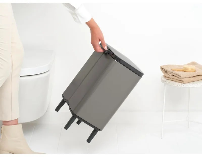 Κάδος απορριμμάτων Brabantia Bo Small Hi 12L, Ομαλό και αθόρυβο άνοιγμα, Αντιολισθητική βάση, Γκρι