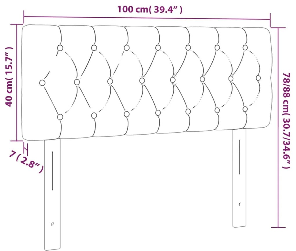 vidaXL Κεφαλάρι Κρεβατιού LED Μαύρο 100x7x78/88 εκ. Βελούδινο