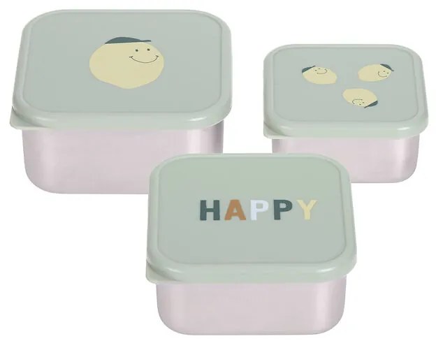 Laessig Snackbox set 3τμχ inox Happy Fruits Lemon