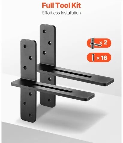 VEVOR 2 Pcs Shelf Brackets 12 inch / 304.8 mm Heavy Duty Floating Shelf Brackets