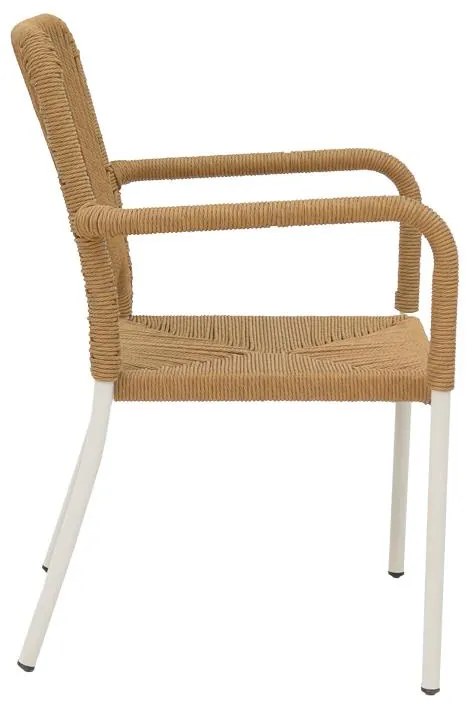 Καρέκλα - Πολυθρόνα αλουμινίου Norture στοιβαζόμενη λευκός σκελετός-φυσικό rattan 57x61x85 εκ. 57x61x85 εκ.