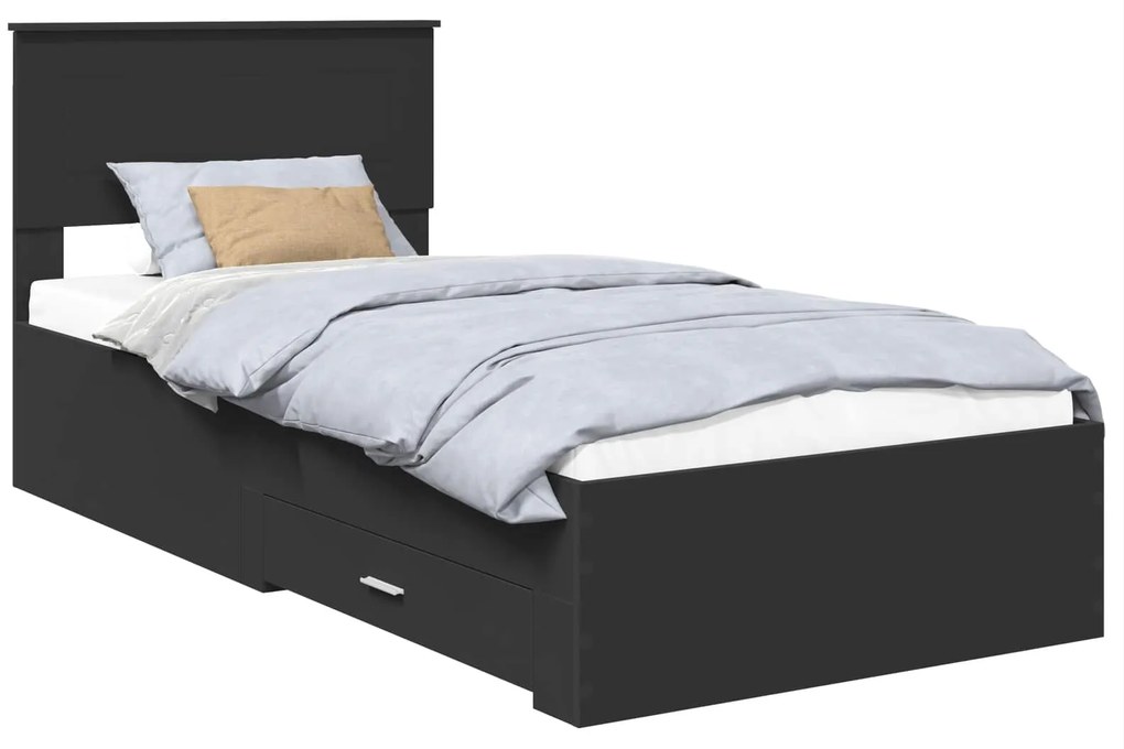 vidaXL Σκελετός Κρεβατιού με κεφαλάρι Μαύρο και Ασημί 100 x 200 cm