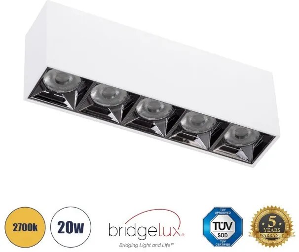 Επίτοιχο Σποτ Downlight LED TrimLess 20W Λευκό Κάτοπτρο Χρωμίου 2700K LUMINAR SUPERIOR 60331 Globostar-60331-Λευκό 60331