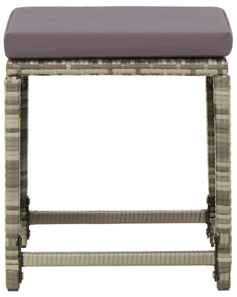 vidaXL Σκαμπό Κήπου 4 τεμ. Γκρι από Συνθετικό Ρατάν με Μαξιλάρια