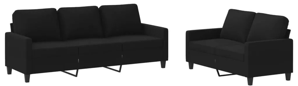 vidaXL Πολυθρόνες Σετ 2 Τεμαχίων Μαύρες από Ύφασμα με Μαξιλάρια