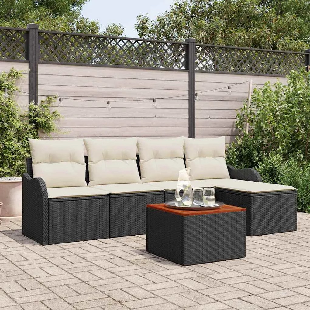 vidaXL Σετ Καναπέ Κήπου 6 pcs Μαύρος, λευκός