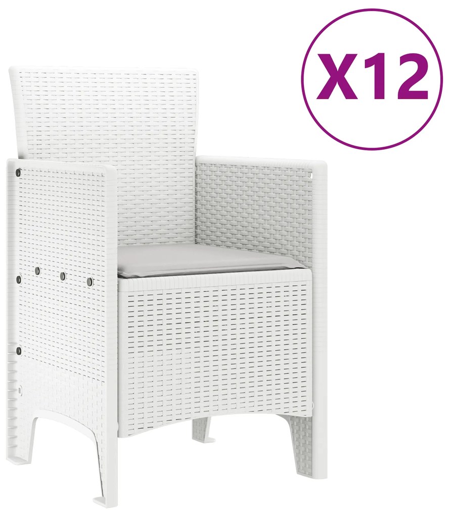 vidaXL Σετ Τραπεζαρίας Κήπου 13 pcs Λευκό Μεγάλο, 12 θέσεων Πλαστικό