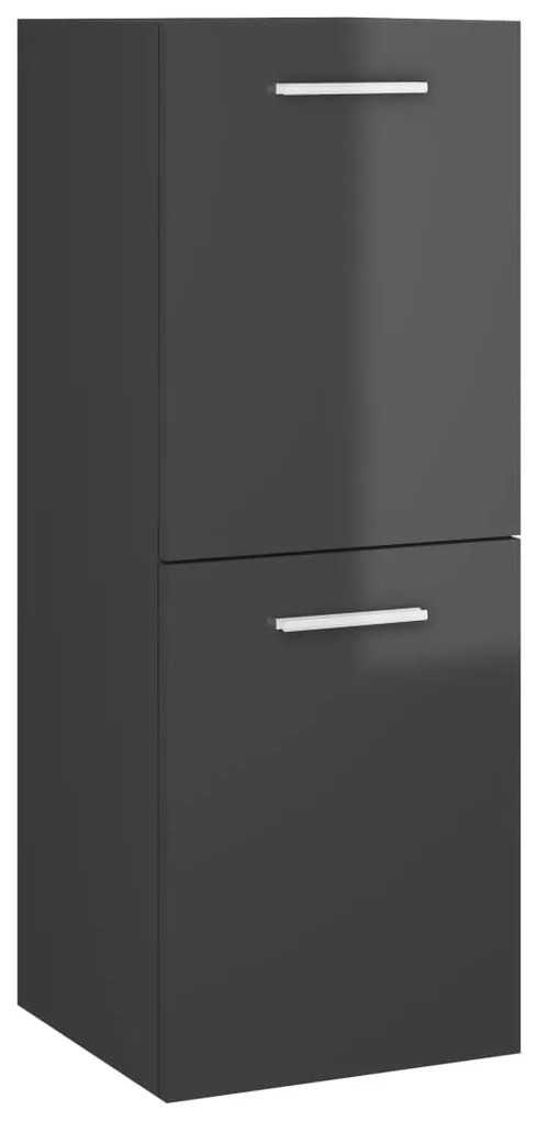 vidaXL Ντουλάπι Μπάνιου Γυαλιστερό Γκρι 30 x 30 x 80 εκ. Μοριοσανίδα