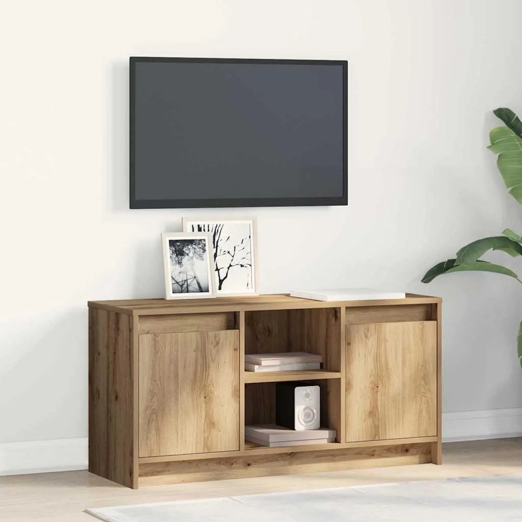 vidaXL Ντουλάπι Τηλεόρασης με LED Φώτα σε Σκούρο Δρυ, 100x34x50 εκ, Κατασκευασμένο από Επεξεργασμένο Ξύλο.