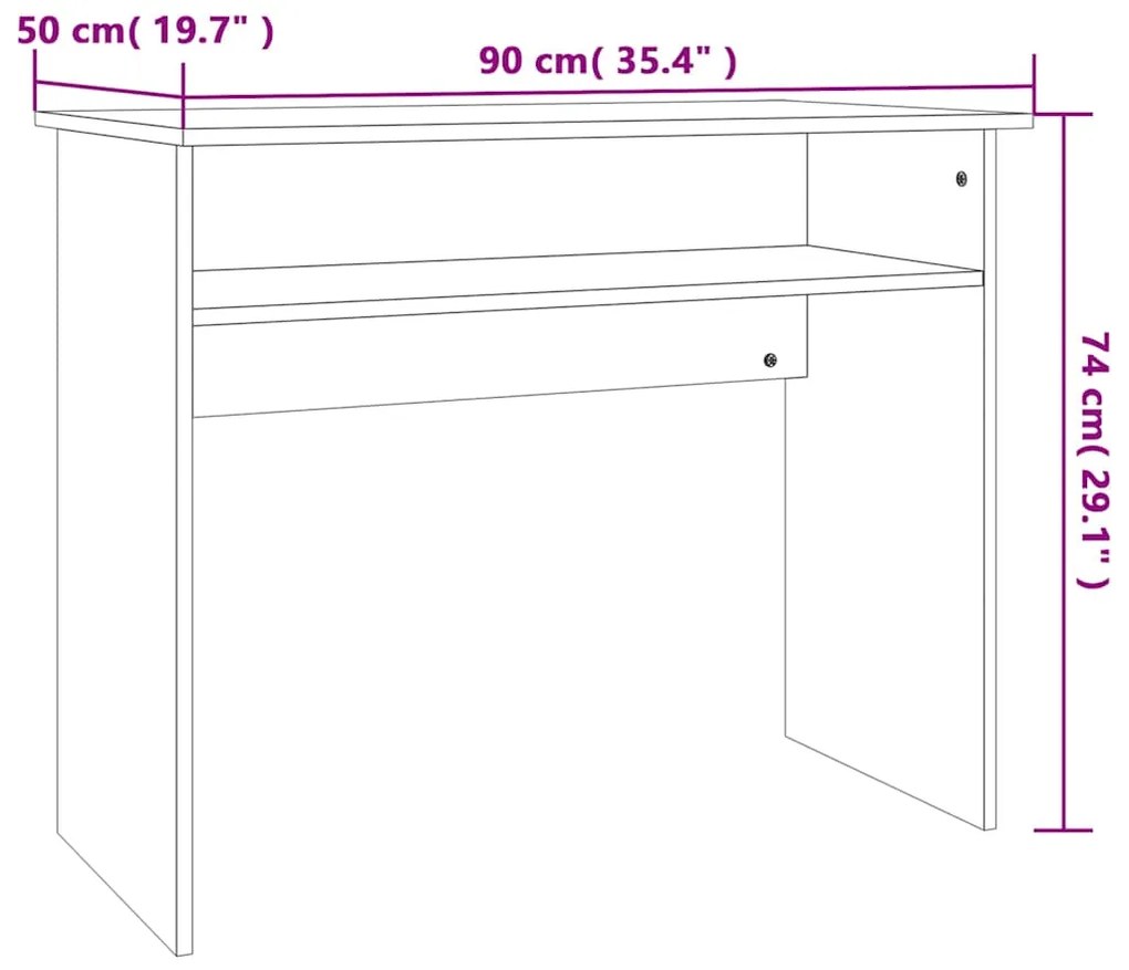 vidaXL Γραφείο Χρώμα Sonoma Δρυς 90 x 50 x 74 εκ. από Επεξ. Ξύλο