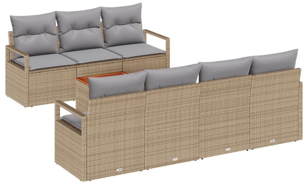vidaXL Σετ καναπέδων κήπου 8 pcs Μπεζ, ανοιχτό γκρι Μεσαίο Ρατάν