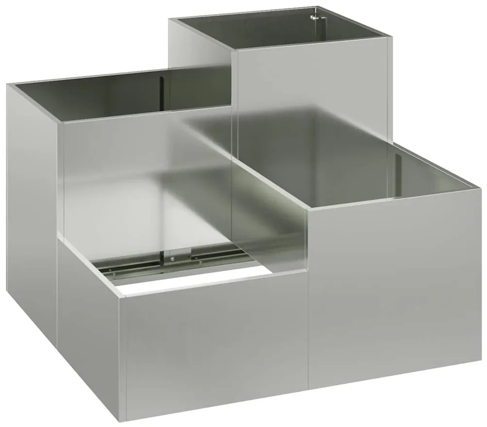 vidaXL Γλάστρα Κήπου Ασημί 80 x 80 x 60 εκ. Γαλβανισμένος χάλυβας