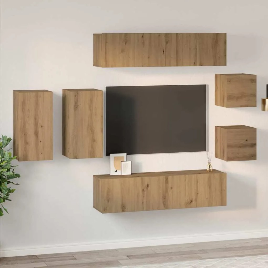 vidaXL Σετ επίπλου τηλεόρασης 8 pcs artisan δρυς 30.5 x 30 x 60 εκ.