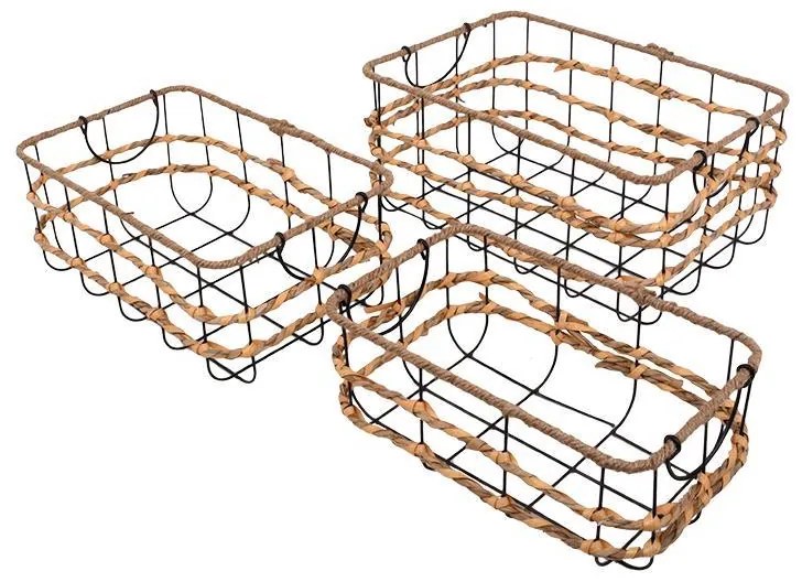 Σετ 3 τεμ Καλάθια FL220152 Fylliana Μπεζ 40x28x18 εκ. 40x28x18 εκ.