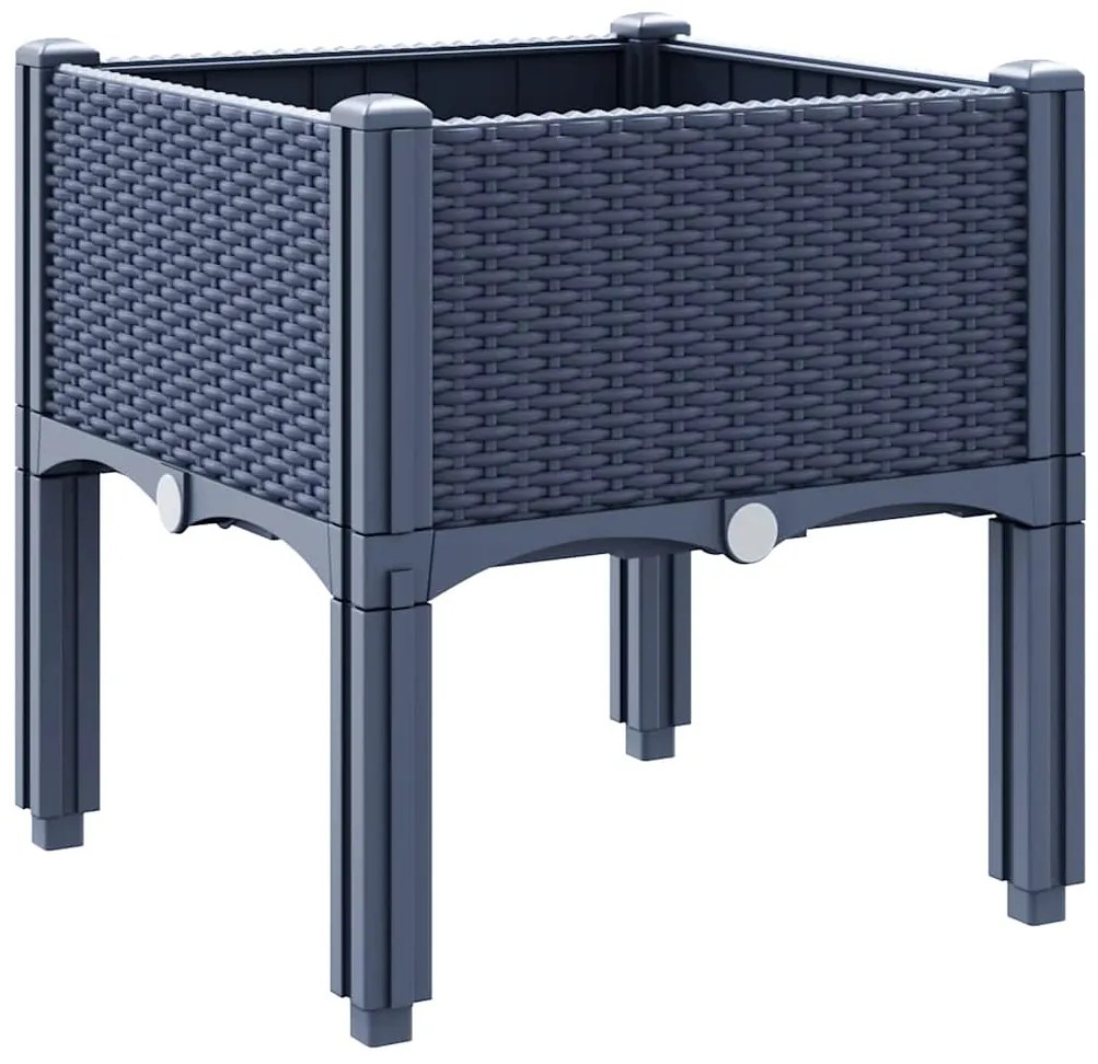 vidaXL Ζαρντινιέρα Κήπου με Πόδια Μπλε Γκρι 40x40x42 εκ. από Πολυπροπυλένιο