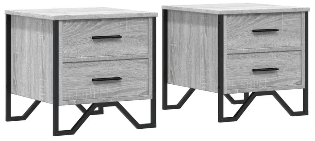 vidaXL Κομοδίνα 2 τεμ. Γκρι Sonoma 40x41x40 εκ. από Επεξεργ. Ξύλο