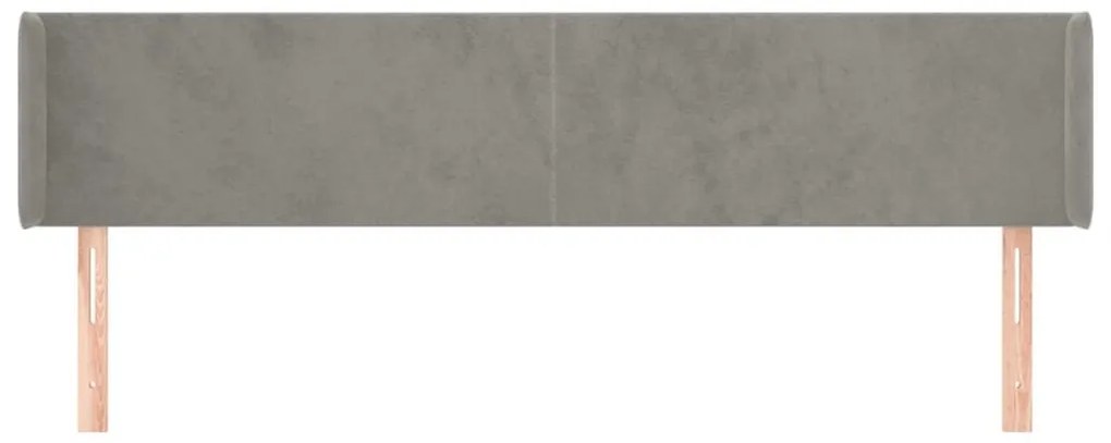 Κεφαλάρι με Πτερύγια Ανοιχτό Γκρι 163x16x78/88 εκ. Βελούδινο - Γκρι