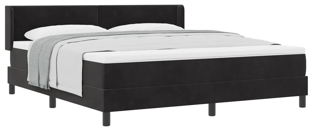 vidaXL Κρεβάτι Box Spring με Στρώμα Μαύρο 180x200 εκ. Βελούδινο