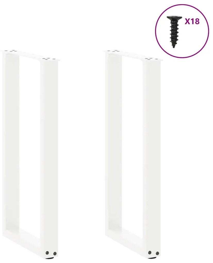 vidaXL Πόδια Κονσόλας σε Σχήμα U 2 τεμ. Λευκά 28x(72-73) εκ. Ατσάλι