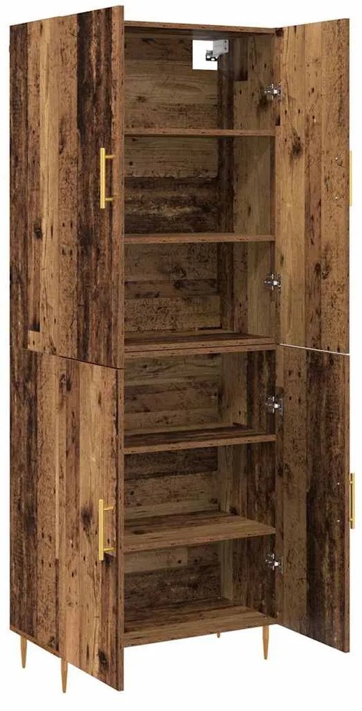 vidaXL Highboard Παλαιό ξύλο 69.5 x 34 x 180 εκ. Επεξεργασμένο ξύλο