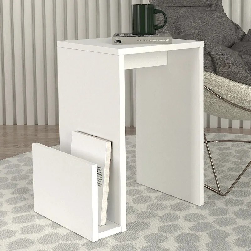Megapap Τραπεζάκι Βοηθητικό Regnar Λευκό 43,1x33,5x52εκ.