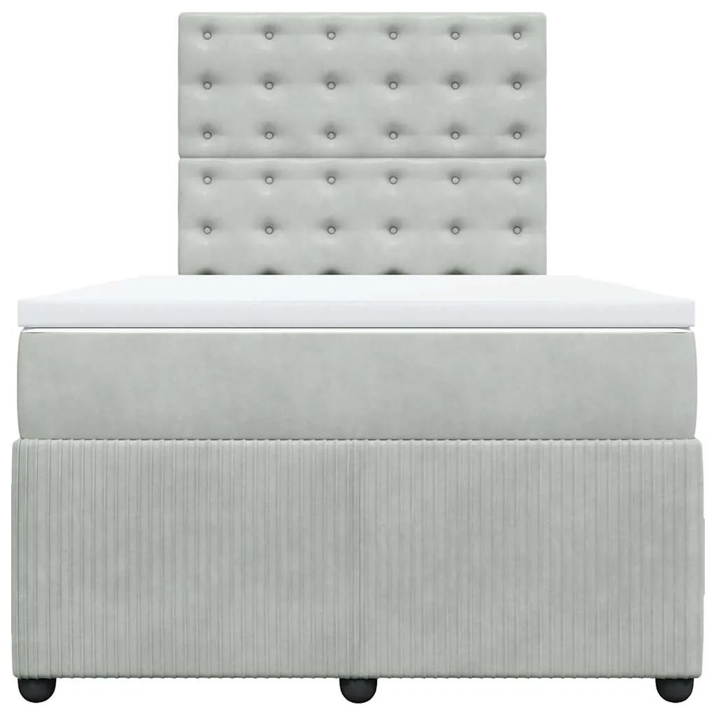 vidaXL Κρεβάτι Boxspring με Στρώμα Ανοιχτό Γκρι 120x190 εκ. Βελούδινο