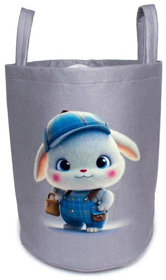 DIMCOL Παιδικό Καλάθι Αποθήκευσης Cap Bunny 38 50X30X45 cm Γκρι Υφασμάτινο 31463608013