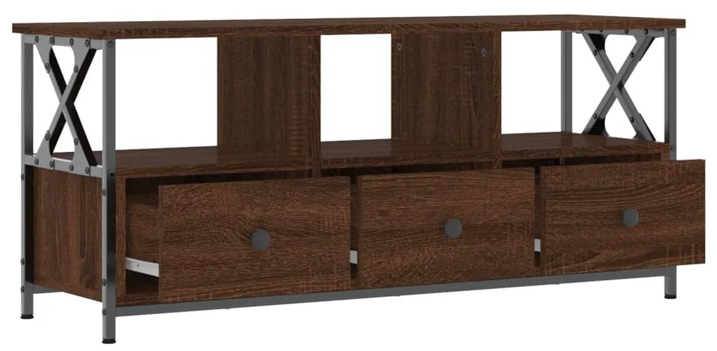 vidaXL Έπιπλο Τηλεόρασης Καφέ Δρυς 102x33x45 εκ. Επεξ. Ξύλο/Σίδερο