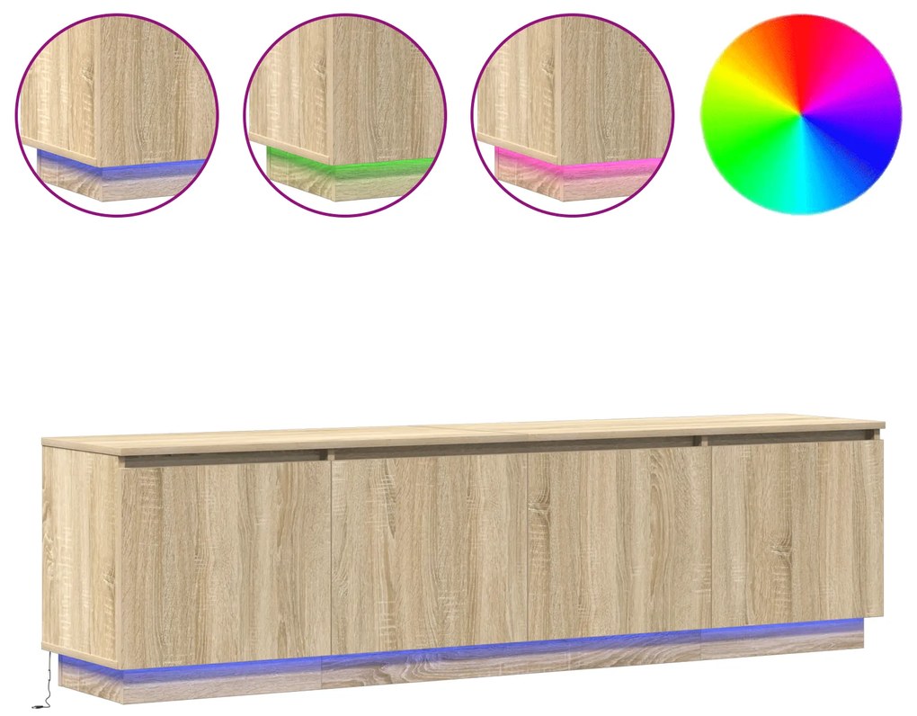 vidaXL Ντουλάπι τηλεόρασης με LED Σολονά Οξιά 180x38x49 εκ. Επεξεργασμένο ξύλο