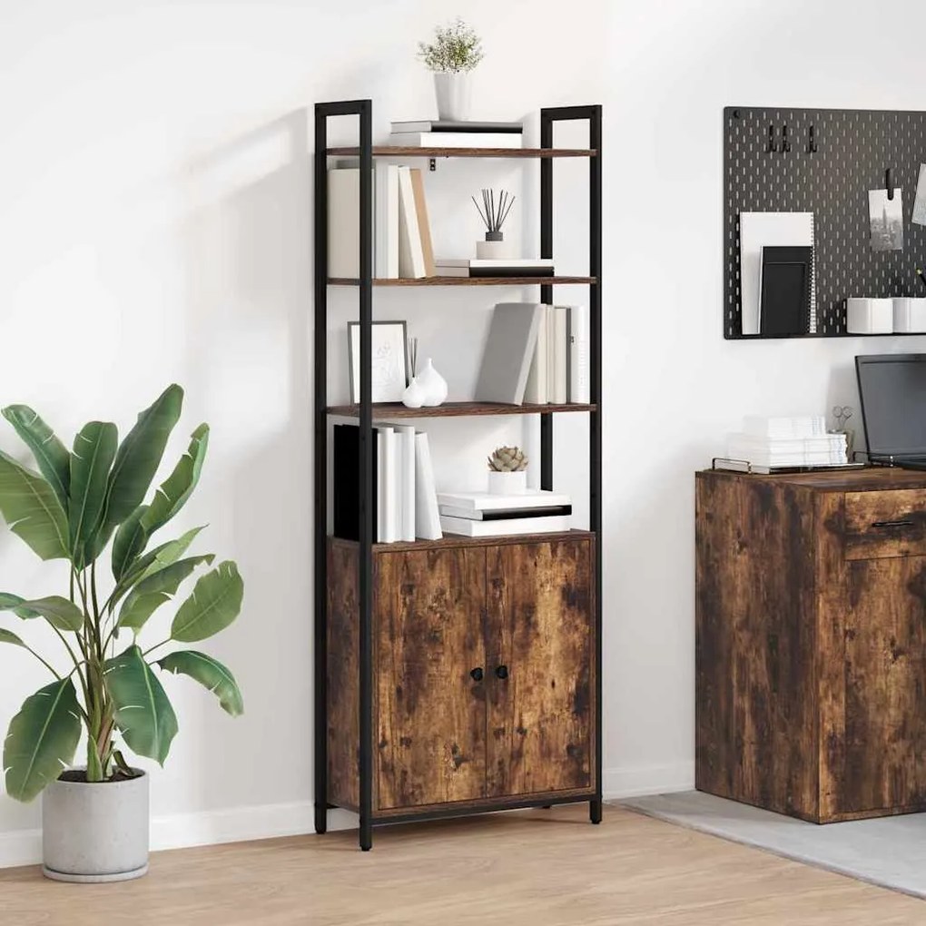 vidaXL Βιβλιοθήκη Καπνιστό Δρύς 60 x 24 x 161 εκ Επεξεργασμένο ξύλο