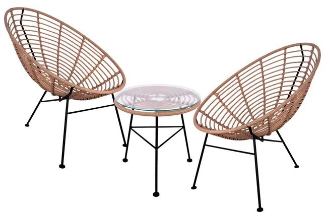 ΣΕΤ ΕΞΩΤΕΡΙΚΟΥ ΧΩΡΟΥ 3ΤΜΧ ALLEGRA HM10335 ΜΠΕΖ WICKER-ΜΕΤΑΛΛΟ