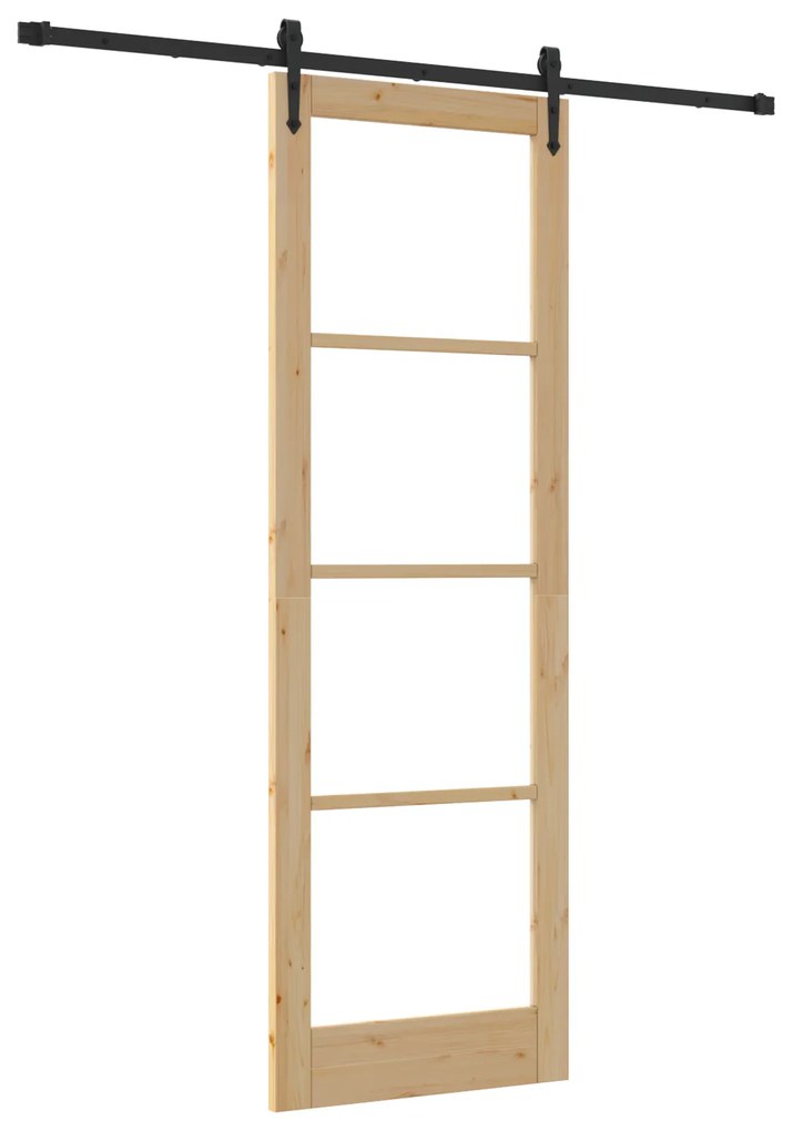 vidaXL Συρόμενη Πόρτα  με Σετ Εξαρτημάτων 78x232 cm Μασίφ Ξύλο Πεύκου