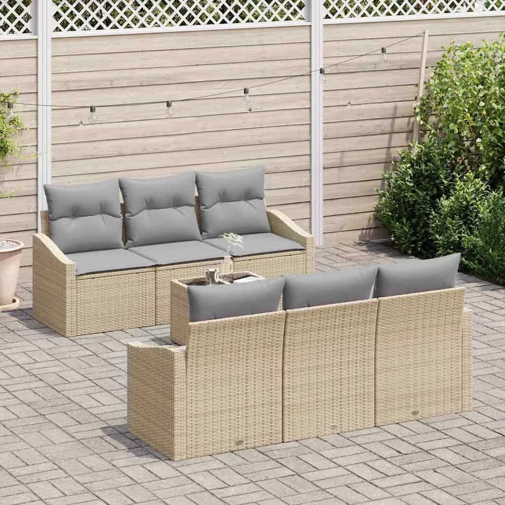 vidaXL Σετ Καναπέ Κήπου 7 pcs Μπεζ, Ανοιχτό Γκρι 55 x 55 x 37 εκ