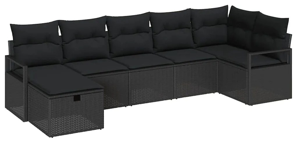 vidaXL Σετ Καναπέ Κήπου 7 pcs Μαύρο 287 x 122 x 85 εκ Πολυ ράταν