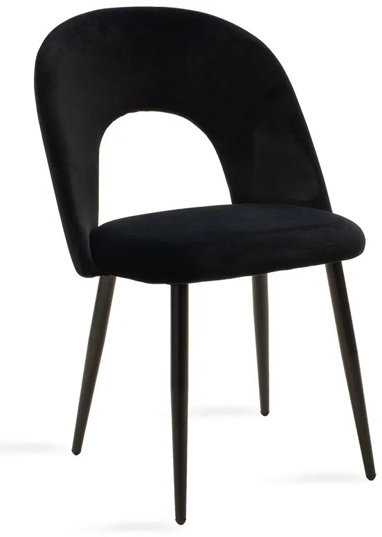 Καρέκλα Jonah pakoworld βελούδο μαύρο-μαύρο πόδι