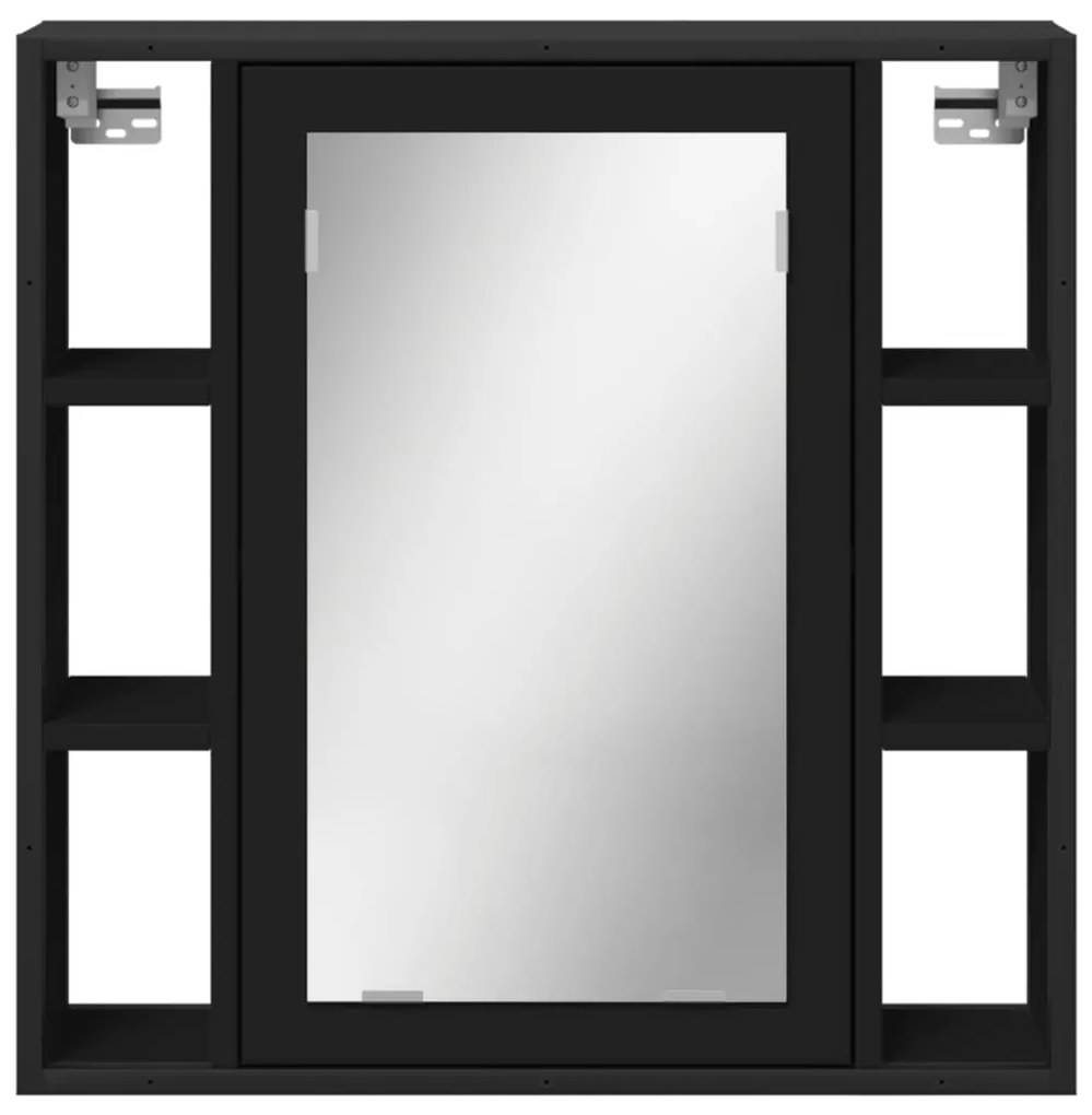 vidaXL Καθρέφτης Μπάνιου με Ντουλάπι Μαύρος 60x16x60 εκ. Επεξ. Ξύλο