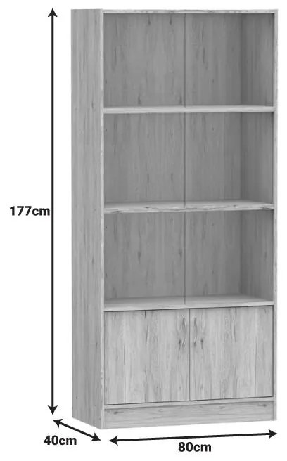 Βιβλιοθήκη Burcy oak 80x40x177εκ 80x40x177 εκ.